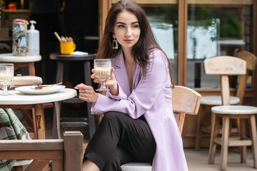 attractive woman in romantic mood smiling in happiness
