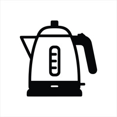 Electric Kettle Icon, Kitchen Appliance Symbol Vector icon isolated