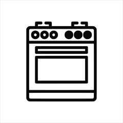 Modern Kitchen Oven Icon Vector icon isolated on white