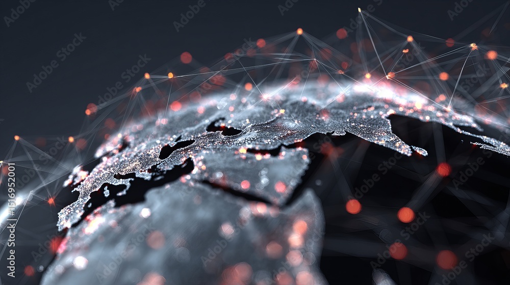 Poster global network connection digital earth abstract technology background shiny sparkling world map fut