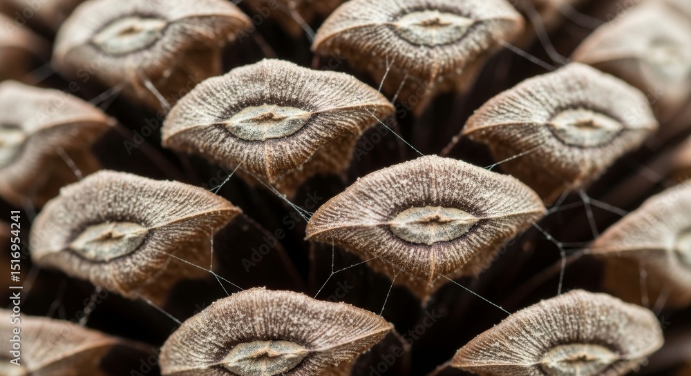 Poster close-up image of pine cone scales showing natural texture and detail