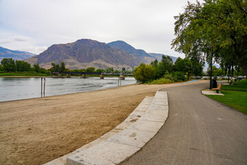 Riverside Park Beach on the banks of the South Thompson River in Kamloops, British Columbia, Canada