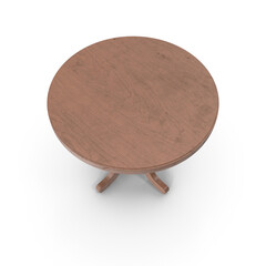 Light wood round pedestal table isolated on transparent background