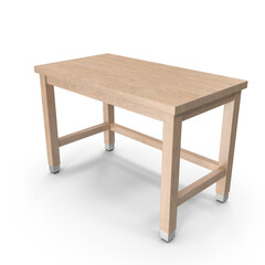 Simple light wood rectangular table isolated on transparent background