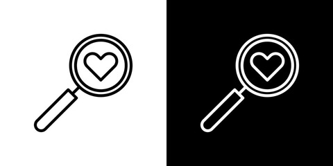 Search heart icon symbol concept for graphic design, Website, UI. Svg