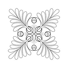 An illustration of a vectors different type of  flowers, traditional and cultural alpona design in continuous line art drawing style.