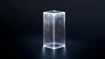 Illuminated Glowing Cube On Dark Background