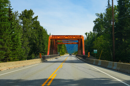 Ryan Bridge crossing the Moyie River on the Crowsnest Highway near Cranbrook in British Columbia, Canada
