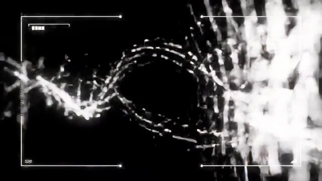 Dynamic White Lines Forming an Abstract Tunnel in Black Background with Scan Lines Effect Creating a Modern Futuristic Design For Adobe Stock