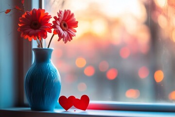 Romantic Gerbera Daisies with Sunset View.