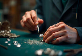 Artisan hands crafting fine gold jewelry using detailed tools in workshop