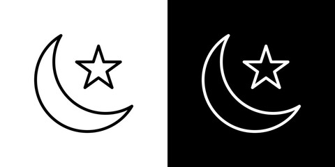 Star and crescent icon symbol concept for graphic design, Website, UI. Svg