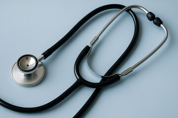 Close up of the stethoscope on blue background