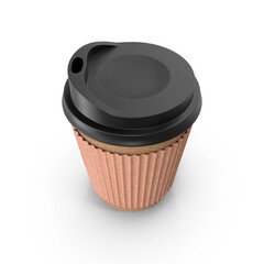 Disposable coffee cup with lid isolated on transparent background