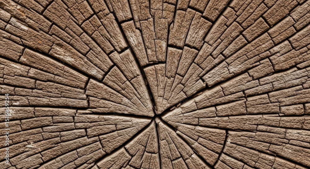 Poster detailed close-up of textured brown tree rings in circular pattern