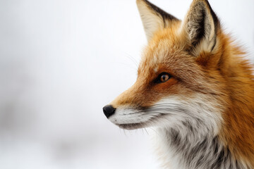 Obraz premium Red Fox Head on Off-White..