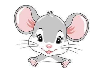 Cute peeking baby mouse