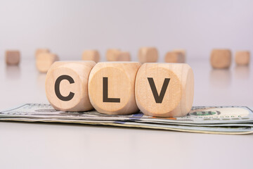 CLV acronym on wooden cubes and dollar bills