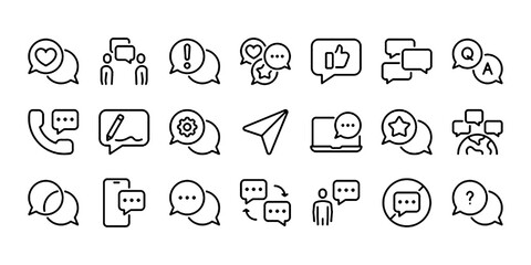 Message, talk, chat, speech bubble, sms, dialogue editable stroke outline icon isolated