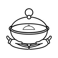 Serving Dish Outline with Holding Hands