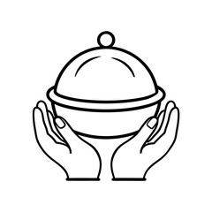 Fototapeta premium Food Tray Line Drawing with Hands