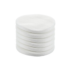 Obraz premium Round cotton pads, stacked or single, with clear contours, isolated on a plain transparent background, no shadows. Concept for beauty and hygiene product advertising