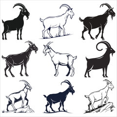 goat silhouette vector illustration 