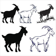 goat silhouette vector illustration 