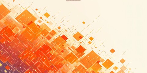 abstract orange background with squares and space for text
