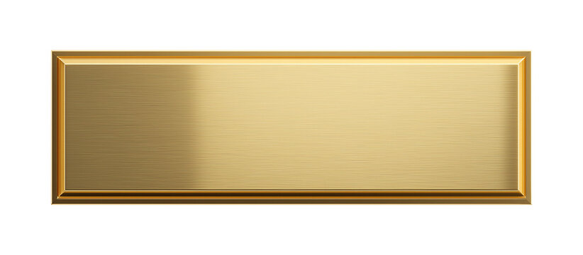 elegant golden rectangular nameplate isolated on white