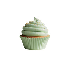 A delightful mint cupcake a sugary sweet treat sprinkled with gold perfect on transparent background
