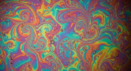 Obraz premium Vibrant rainbow swirls with bubbles in abstract colorful pattern
