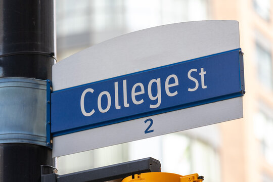 College Street sign in downtown Toronto, Ontario, Canada.	 - Powered by Adobe