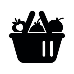 Food Basket Black Vector Icon