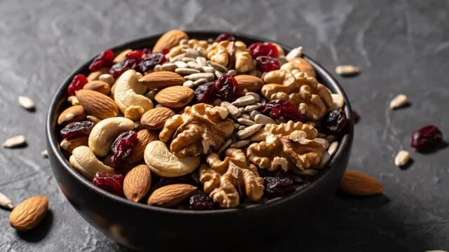 Healthy Mixed Nuts Bowl &ndash; Natural Snack with Almonds, Walnuts & Seeds