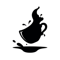 Cup and Tea Splash Black Vector Art
