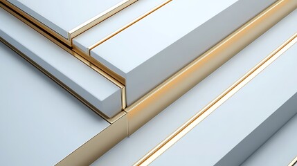 Obraz premium Abstract geometric shapes in white and gold