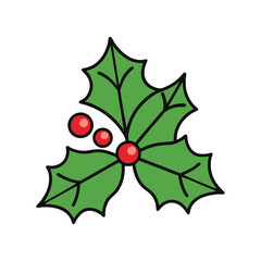 Christmas Holly Berry Leaves Vector Illustration