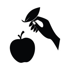 Female Hand Apple Picking Silhouette
