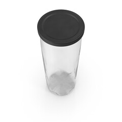 Clear Plastic Container with Black Lid Isolated on Transparent Background