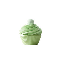 An appetizing mint cupcake dream with creamy swirls and sweet topping on transparent background