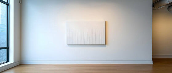 Fototapeta premium Abstract Painting With Vertical Gray Lines On White Canvas