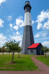 Savannah Georgia Tybee Island Lighthouse in Tybee Island, Georgia USA. Symbolism of protection, guidance, navigation