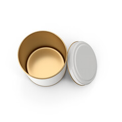 Open White Tin Can with Lid Isolated on Transparent Background