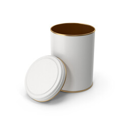 Open White Tin Can with Lid Isolated on Transparent Background