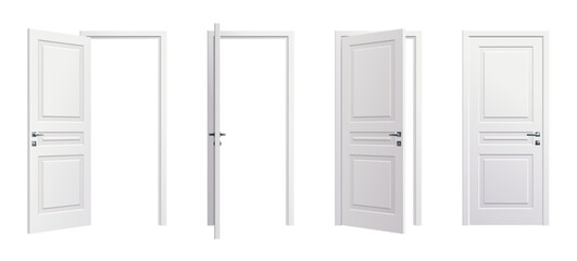 Naklejka premium Open, closed door, entrance realistic doorway set