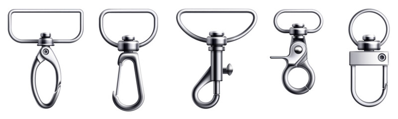 Metal claw clasp set vector illustration set icon