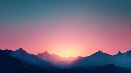 Obraz premium Pink Sunrise Over Mountain Peaks