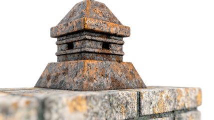 Weathered Stone Structure Ancient Temple Rooftop Detail