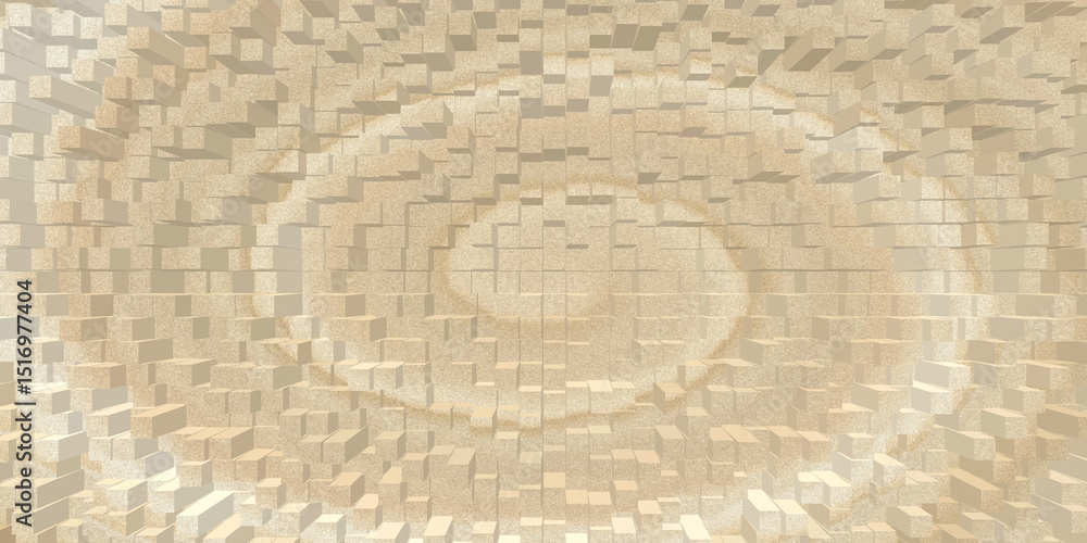 Poster abstract beige blocks with circular pattern